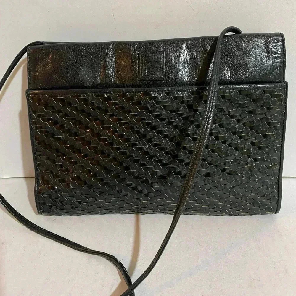 Fendi black woven weave leather crossbody handbag - Picture 16 of 16